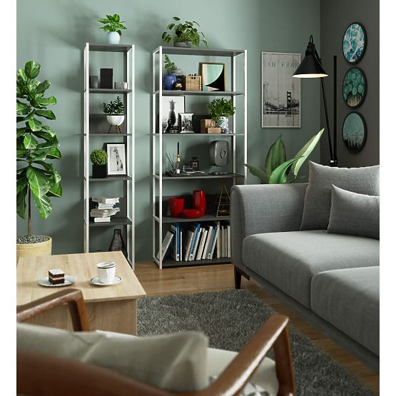 Metal Loft Shelf 80 cm - White-Grey - 6 Shelves
