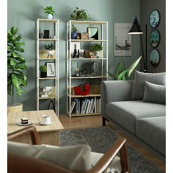 METAL LOFT SHELF 800 WHITE/OAK ARTISAN