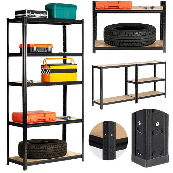 METAL SHELF 90x40x180 BLACK