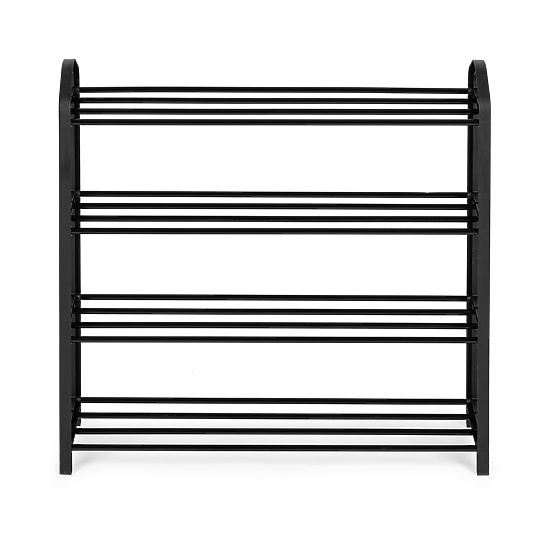 Metal Shoe Rack 4 Shelves 12 Pairs of Shoes Black