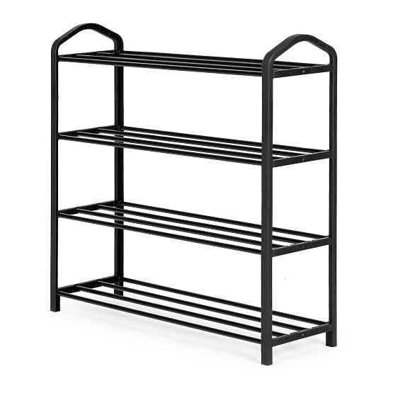 Metal Shoe Rack 4 Shelves 12 Pairs of Shoes Black