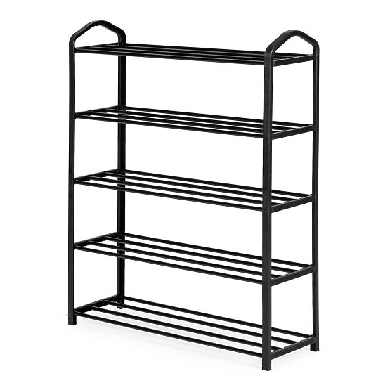 Metal Shoe Rack 5 Shelves 15 Pairs of Shoes Black