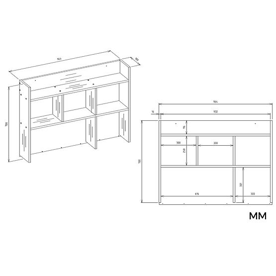 MIJAS Left Desk with Hutch Matte White 4 Drawers 4 Shelves for Office Room