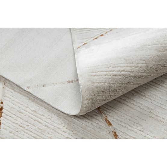 Modern Carpet DUKE 51557 Cream / Gold - Geometric, Textured, Very Soft, Fringes