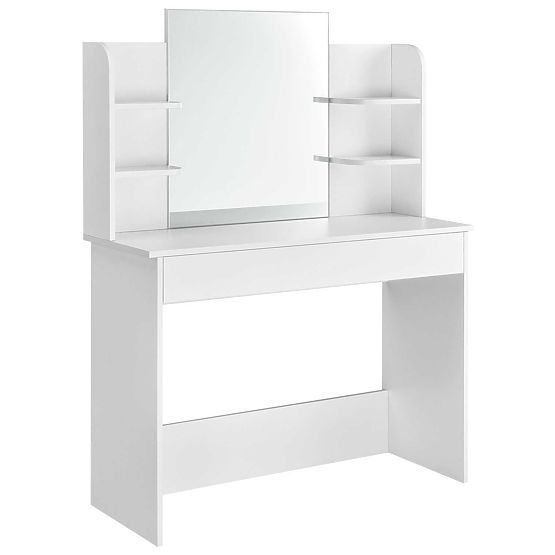 Modern Cosmetic Vanity Table with Large Mirror and Shelves ModernHome