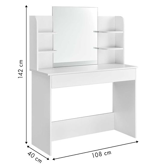 Modern Cosmetic Vanity Table with Large Mirror and Shelves ModernHome