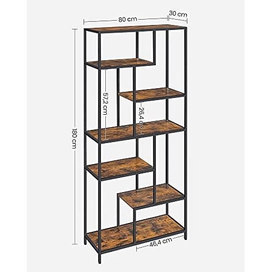 Modern Living Room Bookshelf with 6 Shelves