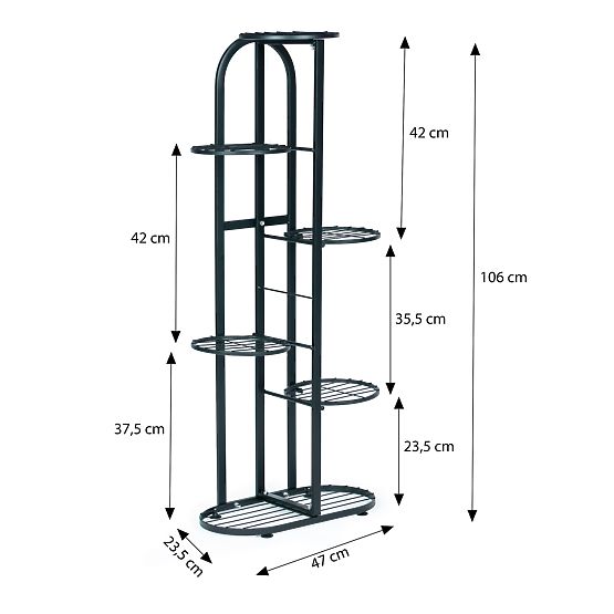 Modern Metal Plant Stand 6 Levels Black