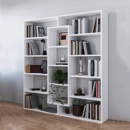 Modern Standing Bookshelf with 14 Shelves White