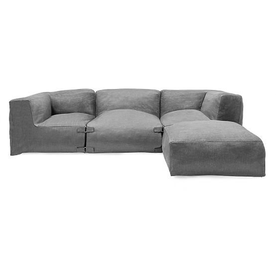 Modular Corner for Vacuum Garden Sofa with Cover, Gray