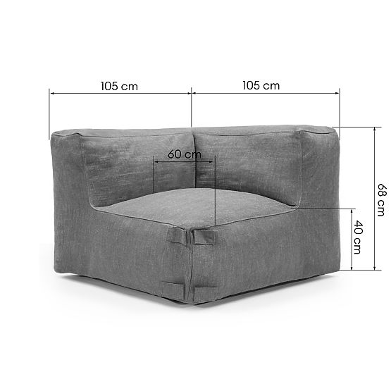 Modular Corner for Vacuum Garden Sofa with Cover, Gray