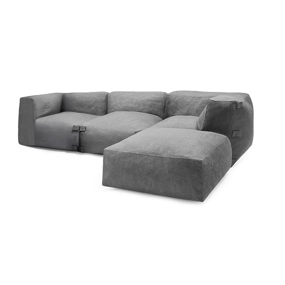 Modular Garden Corner Sofa Vacuum II with Cover, Gray
