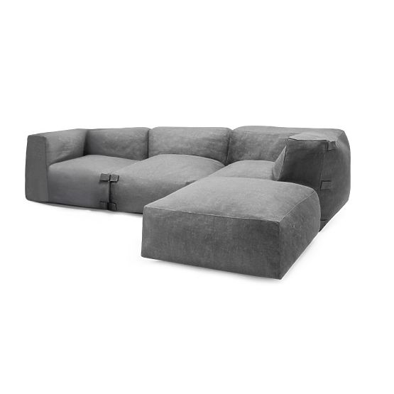 Modular Garden Corner Sofa Vacuum II with Cover, Gray