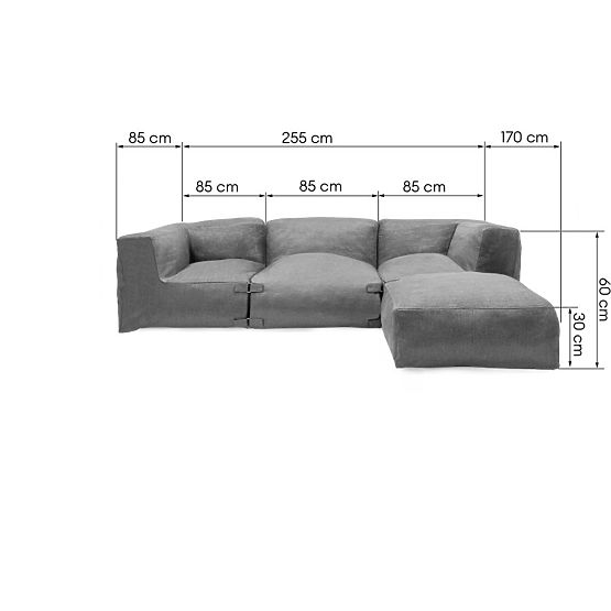 Modular Garden Corner Sofa Vacuum II with Cover, Gray