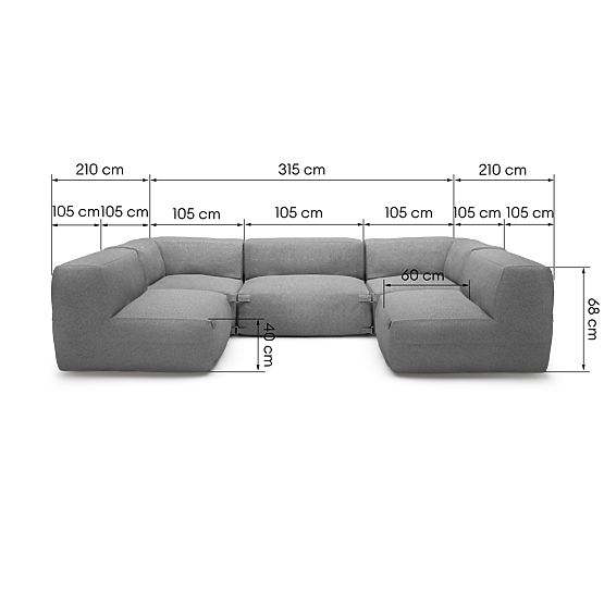 Modular Garden Corner Sofa Vacuum Vll with Cover, Gray