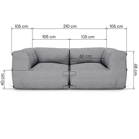 Modular Garden Sofa Vacuum Vlll with Cover, Gray