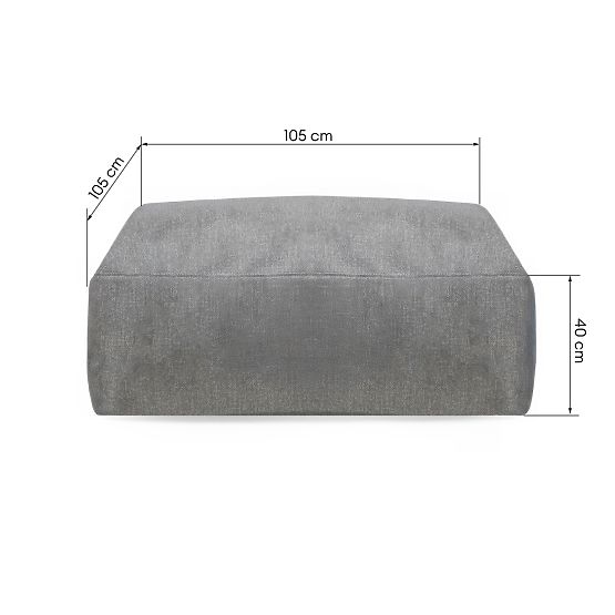 Modular Pouf for Vacuum Garden Corner Sofa with Cover, Gray