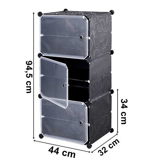 Modular Shoe Cabinet Wardrobe Pola Black