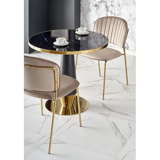 MOLINA Round Table, Black Marble / Black / Gold (2p=1pc)