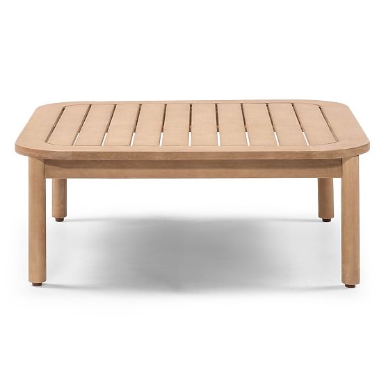 Mortlake Garden Corner Sofa with Table, FSC Eucalyptus Wood, Teak Finish, Light Beige/Pr