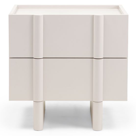 Moss Nightstand in Cashmere, Rounded