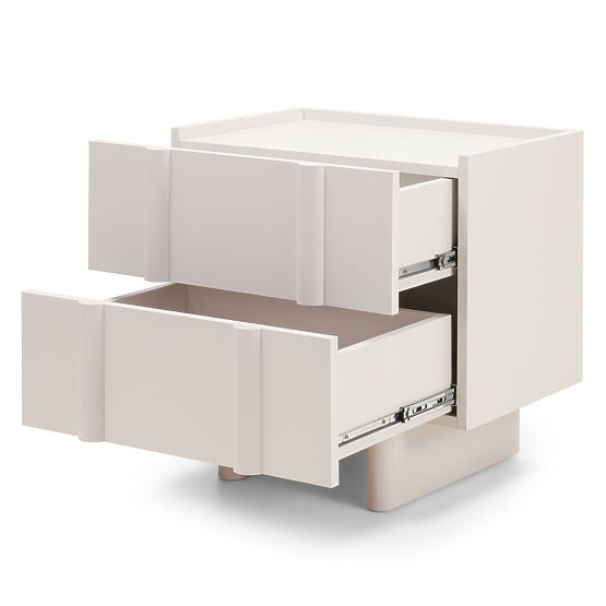 Moss Nightstand in Cashmere, Rounded