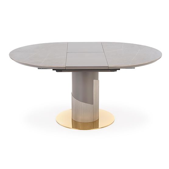 MUSCAT Extendable Table Top - Grey Marble, Leg - Light Grey / Gold