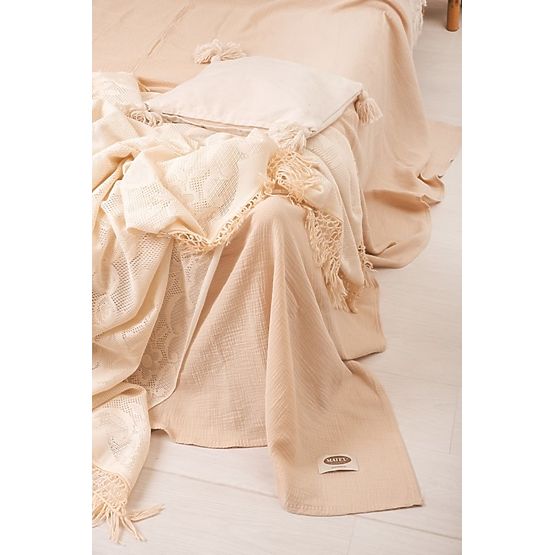 Muslin bedspread 210x240 beige