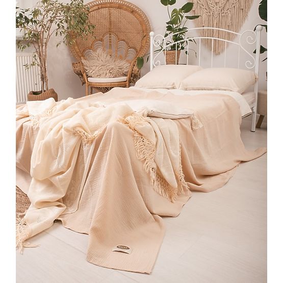 Muslin bedspread 210x240 beige