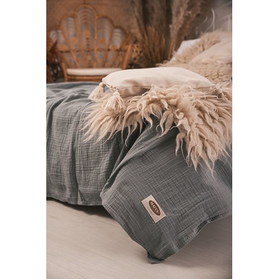 Muslin bedspread 210x240 dark grey