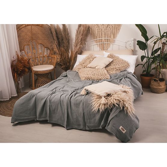 Muslin bedspread 210x240 dark grey