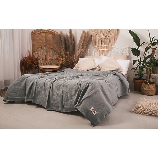 Muslin bedspread 210x240 dark grey