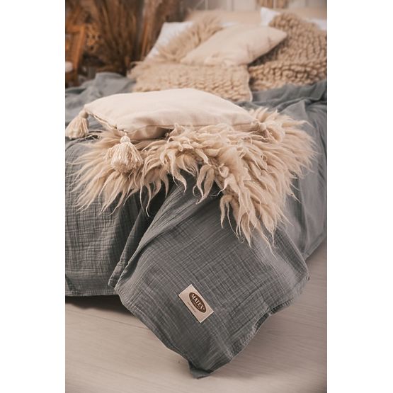 Muslin bedspread 210x240 dark grey