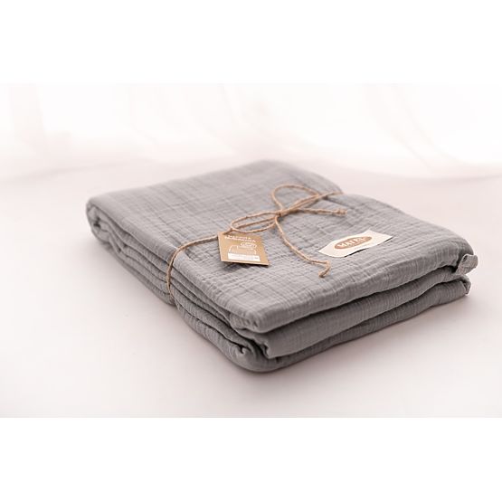 Muslin bedspread 210x240 dark grey