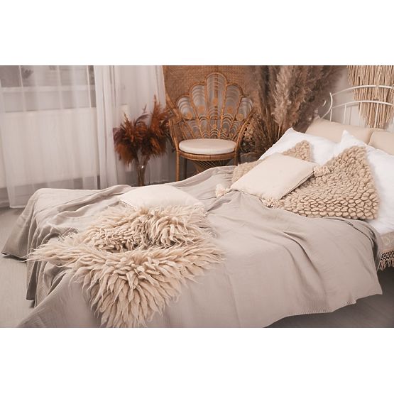 Muslin bedspread 210x240 light beige