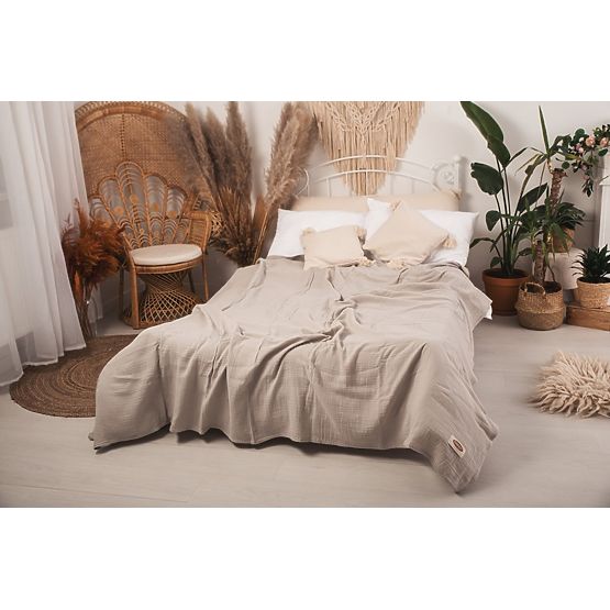 Muslin bedspread 210x240 light beige