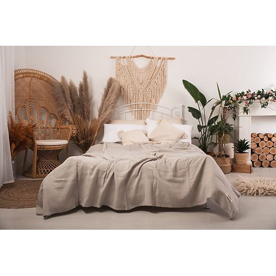 Muslin bedspread 210x240 light beige