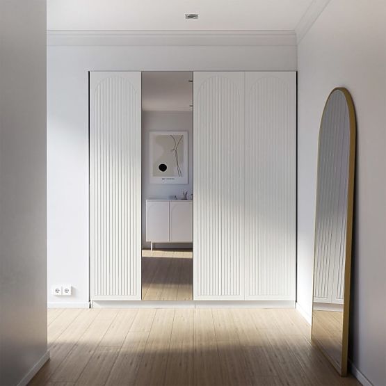 Neroli Wardrobe Door, 45.6 cm, Arched Grooves, White, Left