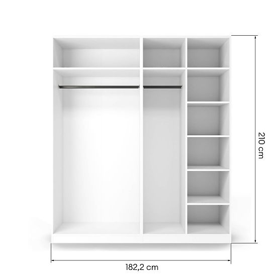 Neroli Wardrobe Frame/Interior with 2 Rods and Shelves 182.2 cm, White