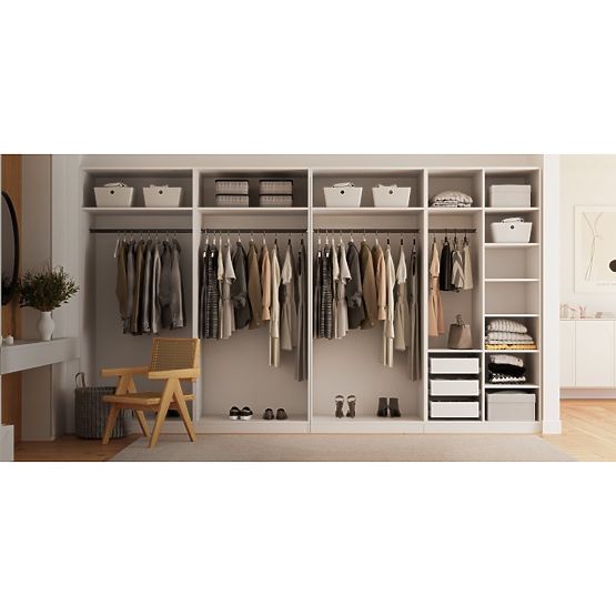 Neroli Wardrobe Frame/Interior with 2 Rods, Shelves, and 3 Drawers 182.2 cm, White