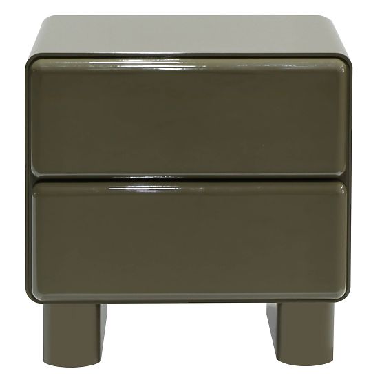 Nightstand with Drawers Lagos, Green/Gray, Rounded, Glossy