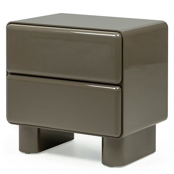Nightstand with Drawers Lagos, Green/Gray, Rounded, Glossy