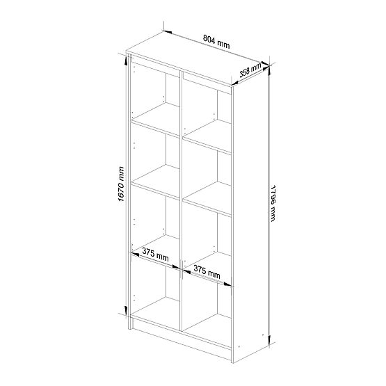 OFFICE SHELF R 80 cm CLP 8 SHELVES WHITE
