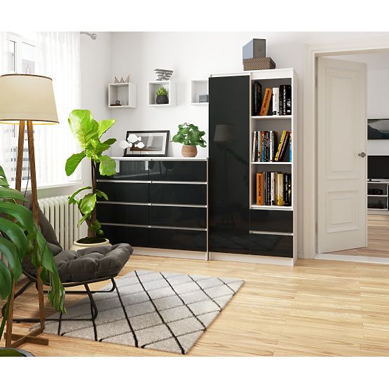 OFFICE SHELF R 80 cm CLP R11 WHITE / GRAPHITE GLOSS