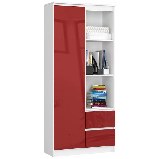 OFFICE SHELF R 80 cm CLP R11 WHITE / RED GLOSS