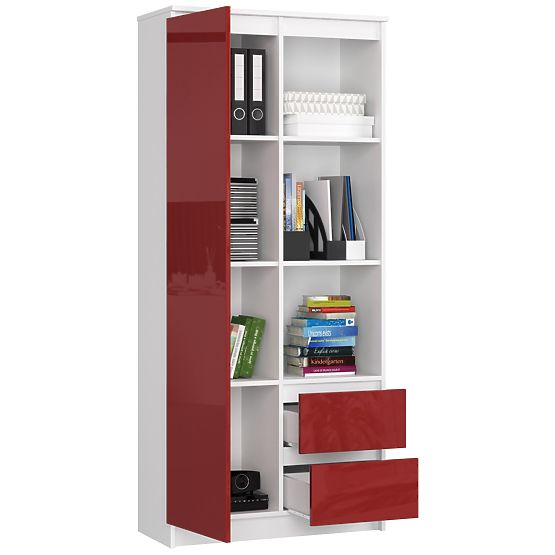OFFICE SHELF R 80 cm CLP R11 WHITE / RED GLOSS
