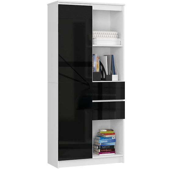OFFICE SHELF R 80 cm CLP R15 PK WHITE / BLACK GLOSS