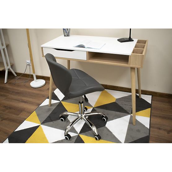 Office Swivel Chair with Wide Backrest Eco-Leather Chrome Gray