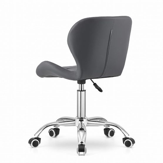 Office Swivel Chair with Wide Backrest Eco-Leather Chrome Gray