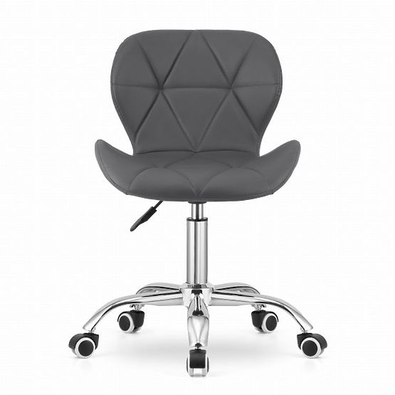 Office Swivel Chair with Wide Backrest Eco-Leather Chrome Gray